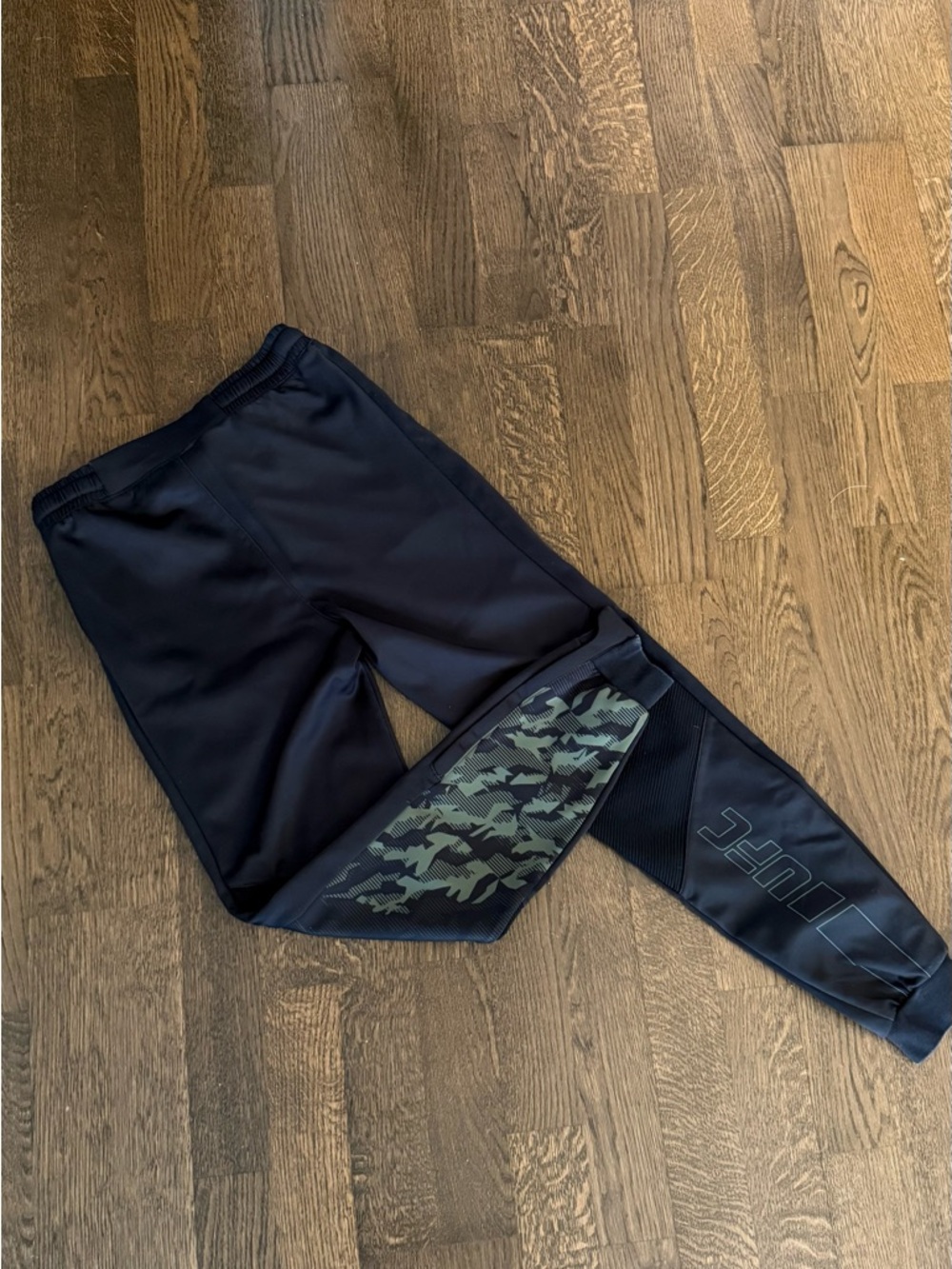 UFC Black Jogger Pants with Green Camo Panel